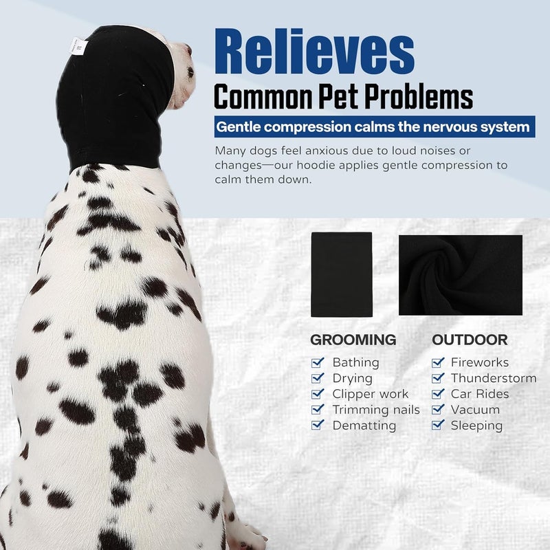 AOOLMOL Dog Calming Hoodie Quiet Head Cover Sleeves Anxiety Relief/Noise Protection - Grooming - Thunder - Fireworks - Image 3